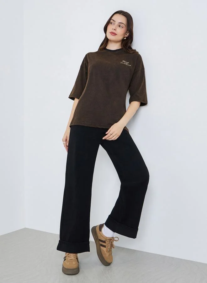 ستايلي Women Washed Oversized 100% Cotton T-Shirt